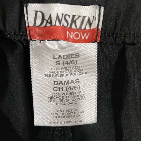 DANSKIN Black Poly Shorts Size Small White Stripes Activewear Running - Picture 4 of 7